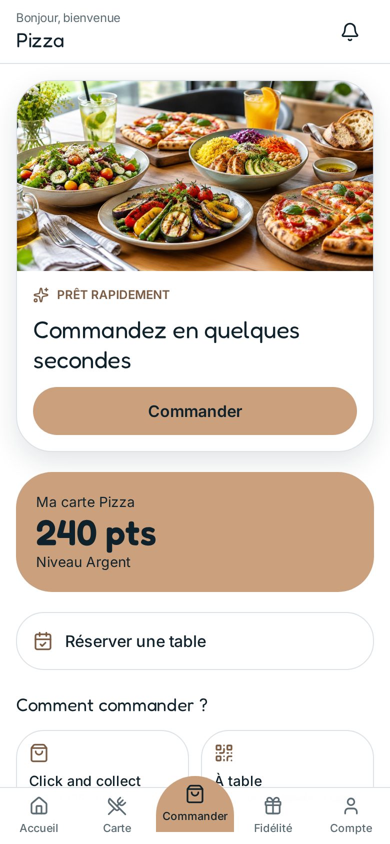 Écran de l'app : Accueil