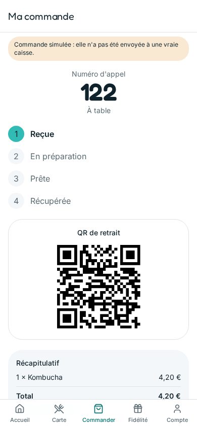 Écran Suivi de commande