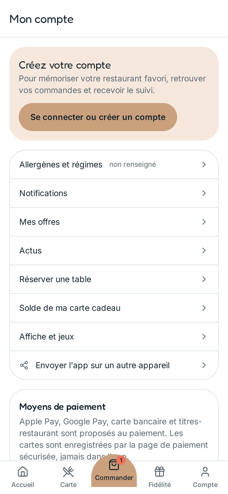 Écran Compte