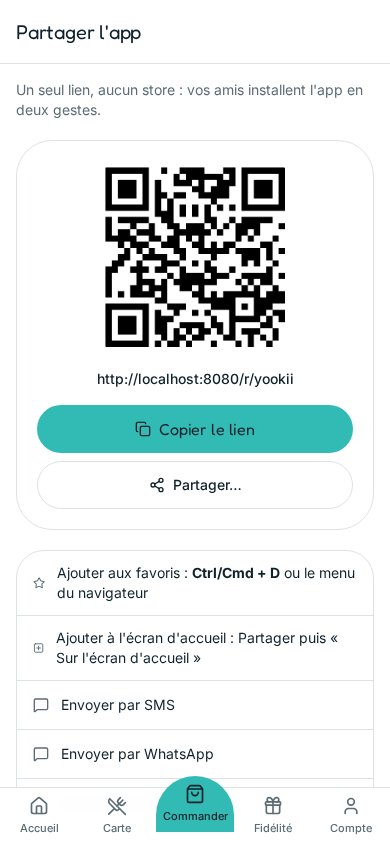Écran Partager et installer