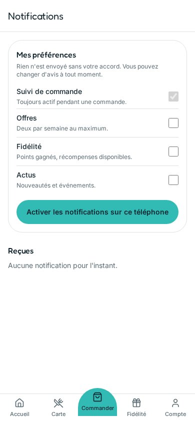 Écran Notifications