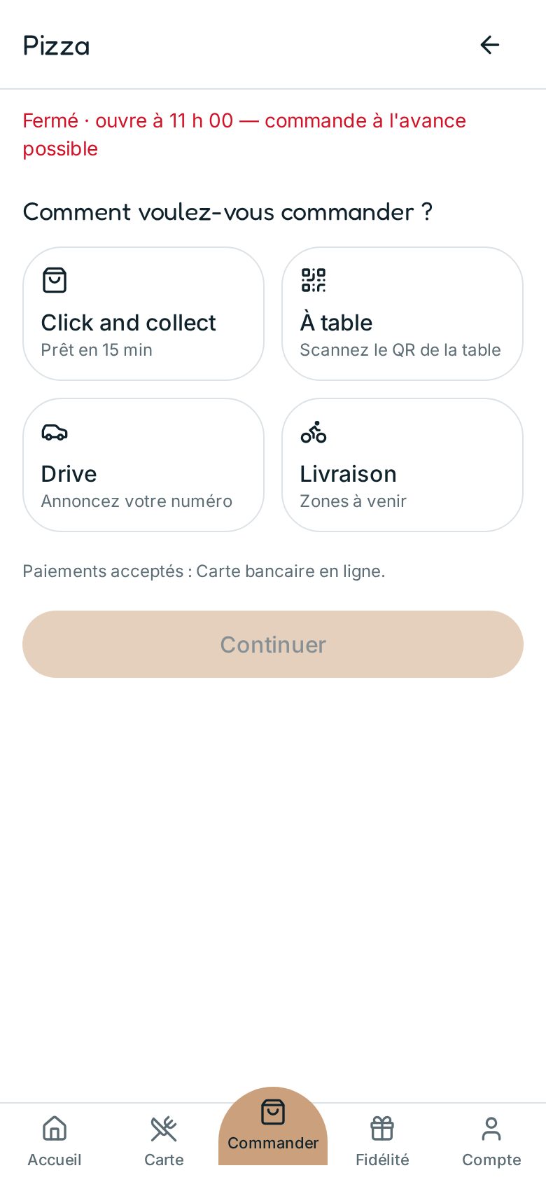 Écran Mode de commande