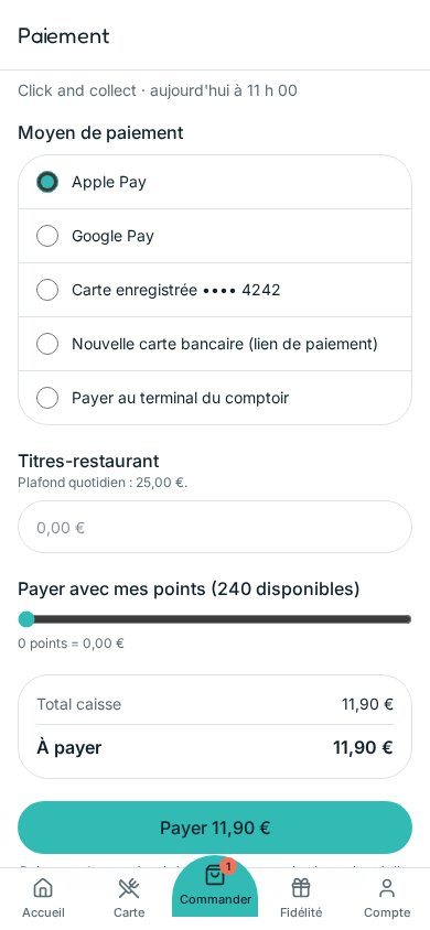 Écran Paiement