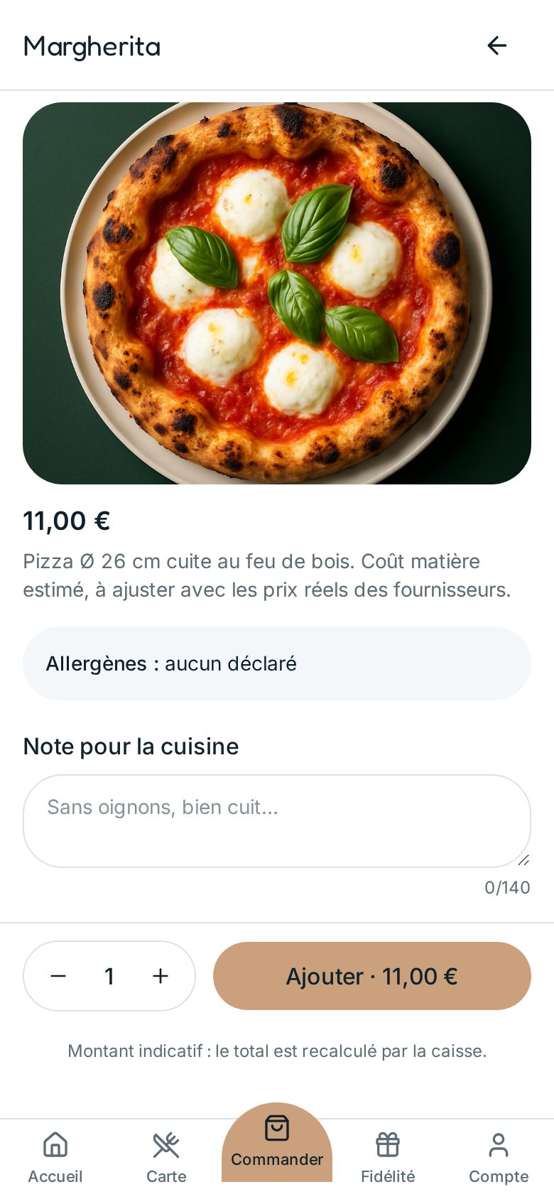 Écran Fiche produit